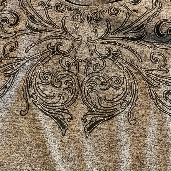 Catherine’s Embellished Tunic Top 1X Gray 3/4 Sleeve Asymmetrical Hem Plus Size - Picture 7 of 7